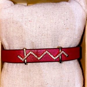 Maroon and blue reversible band with charm